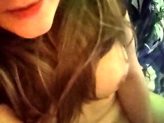 Cute amateur brunette naughty in solo jerking show on camera