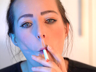 Sensual Close up Smoking with Petite Girl