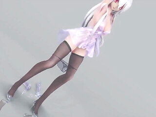 Mmd Brown Eyed Girls Sheer Dress See-through Heels Black Stockings