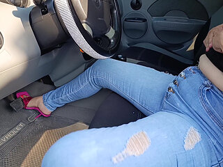 With High Heels and Pedal Pumping I Have a Big Squirt in My Pants