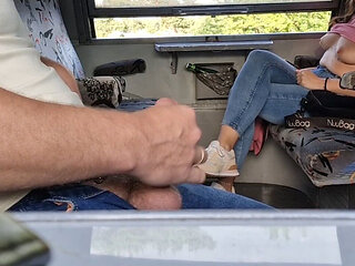 Dickflash on Train Stranger Shows Tits as She Sees Her Masturbating