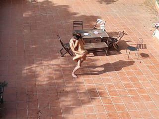 Couple Playing and Fucking in the Courtyard, Outside