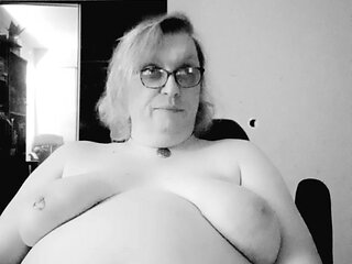 Tits out in ripped stockings  - Long Phone 1 on 1 in B&W