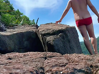 I Showed off on the Rock on the Beach and the Fisherman Almost Caught Me.