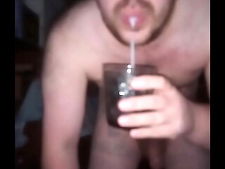 Shock content! A gay man from Russia eats his own fresh cum! His cum is in his mouth!