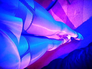 Enjoying my new glossy stockings and shiny pantyhose layers