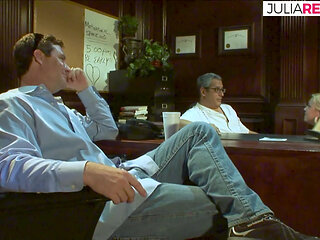 Blonde gags on a massive cock then gets fucked to a mouth cumshot