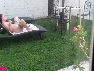 I Recorded My Stepsister Sunbathing Naked And Masturbating In The Garden