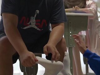 Chinese tickle in white socks