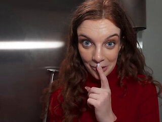 Facial for a redhead with blue eyes after POV fucking