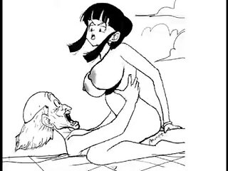 Stellar toon dark-haired with ginormous mounds is bellowing from sheer pleasure while railing a rock rigid spunk-pump