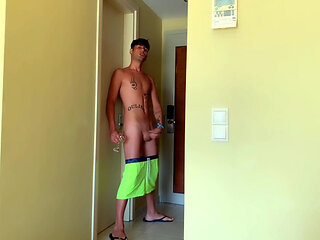 Roommate Goes for Something to Tipple Meantime I Cum Into Glass