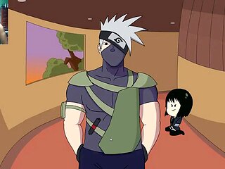 Intense training session with Sensei featuring big-boobed anime girls Tsunade and Ino