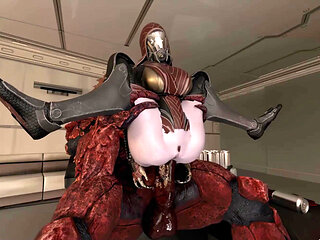 fat monster cock fucks her tight asshole . her asshole was destroyed. Lara 3D Animation