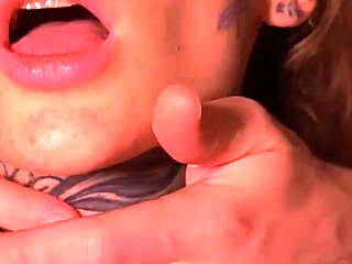 Cumshot on a Neck for a Cute Ginger Teen Close up