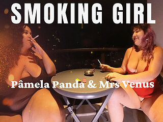 Girl Smoking and Literally Relaxing Without Panties on the Balcony of the Apartment