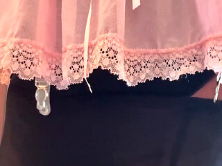 Jerking Off in Step Daughters Lingerie and Tights
