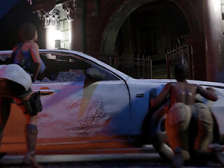 Jill Valentine and Sheva Alomar with Nemesis and Mr X