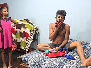 My stepbrother fucks me after sniffing my panties