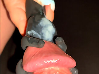 Very Close up Cumshot with Vibrator No Hands POV
