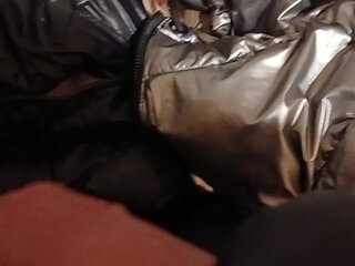 Down Jacket Fetish - Playing and Cumming on Her Shiny Puffer Jacket