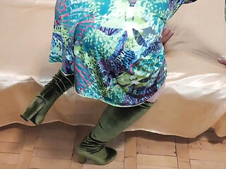 Step Mommy Teases in Stockings and Boots with Big Tits and Sexy Ass