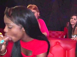 My ebony wife sucking strippers dick at party