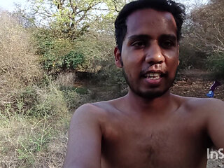 Nude masterbating in park