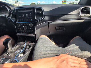handjob while driving making him cum everywhere