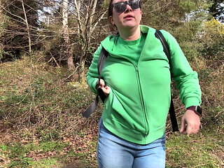 Desperate Outdoor Wetting Jeans on the Public Trail