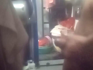 Cock plucking in the toilet