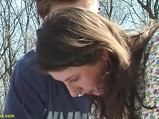 Young monster boob teen outdoor fucked by her boyfriend