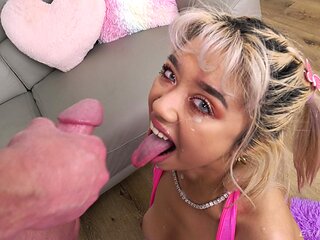 Asian babe Gia Dibella mounts her tight asshole on a dick