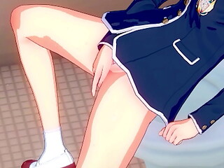 Hentai girl masturbating in the school'_s bathroom