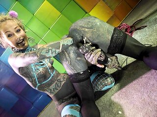 Heavily tattooed trans Lily Lu gets anal fisted