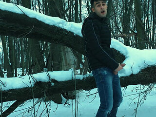 Winter Jerking off on the Tree
