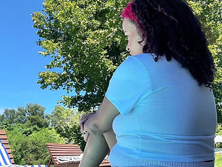 Chubby Latina Big Ass Farting by the Pool Relaxed Summer Gas Vibes