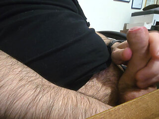 Handjob with cumshot in the office Italian man giant balls