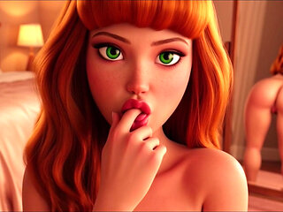 Daphne Blake Sensual Nude Bedroom Tease with Slow Provocative Moves and Direct Eye Contact to You in Cozy Warm Lights