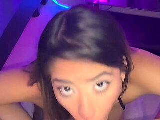 Sexy Girl in Small Bikini, Deep Throat in My Cock Smoking Cigarette