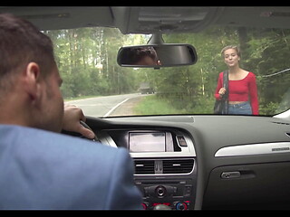 Sexy hitchhiker Eva Lexx got her first anal sex with a stranger who fucked her hard in the ass FLX006P01