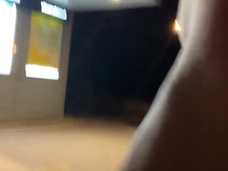 Naked walking on train station