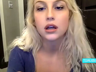 Blonde Shemale Masturbates