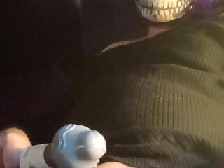 Explosive orgasm from massager with Raven LeTrap