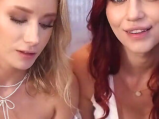 Leya Desantis and Lily Blossoms Threesome Ends with Messy Cum on Faces