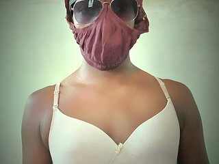 TS Azzy Doing Self Handjob Masturbation With Condom