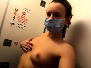 Naughty Blonde Solo in Plane Bathroom