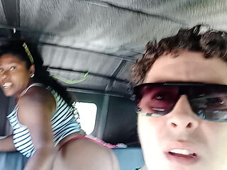 I take my stepsister in my car but she starts touching herself inside the car