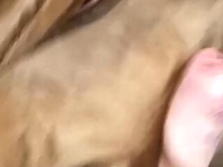 2 cumshots on the shiny lining of a lady puffercoat