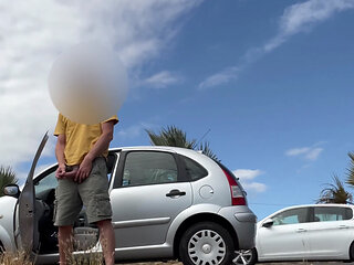 BeENJoY - Jerking me on car and take a big load in front of drivers. Very risky Be Enjoy to have sex outdoors! Exhib life